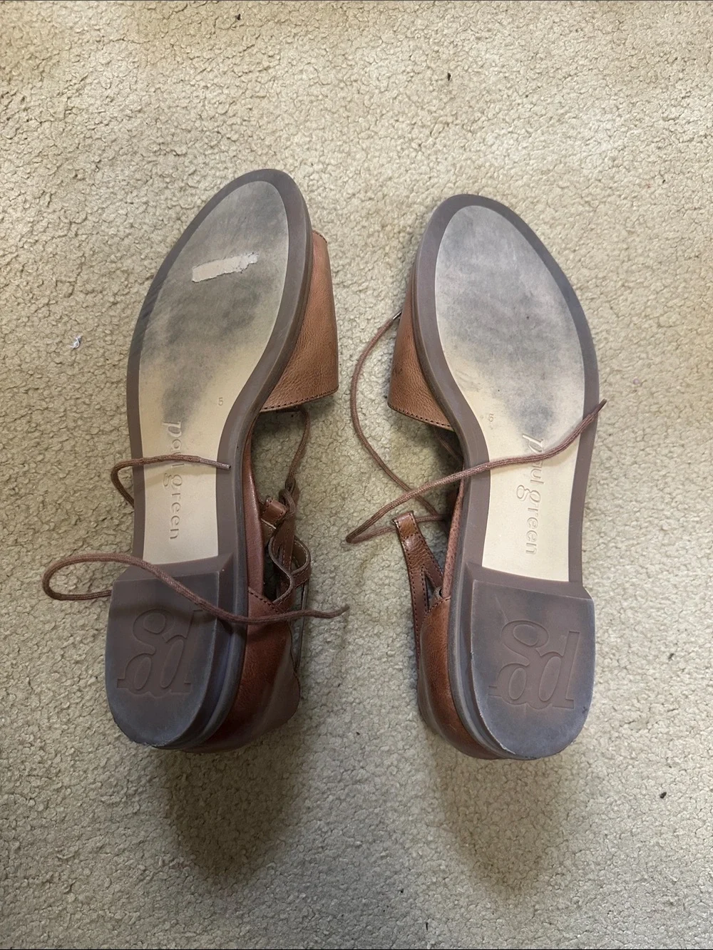 Paul Green Tan Leather Lace-Up Open-Toe Morea Sandals - Picture 3 of 3